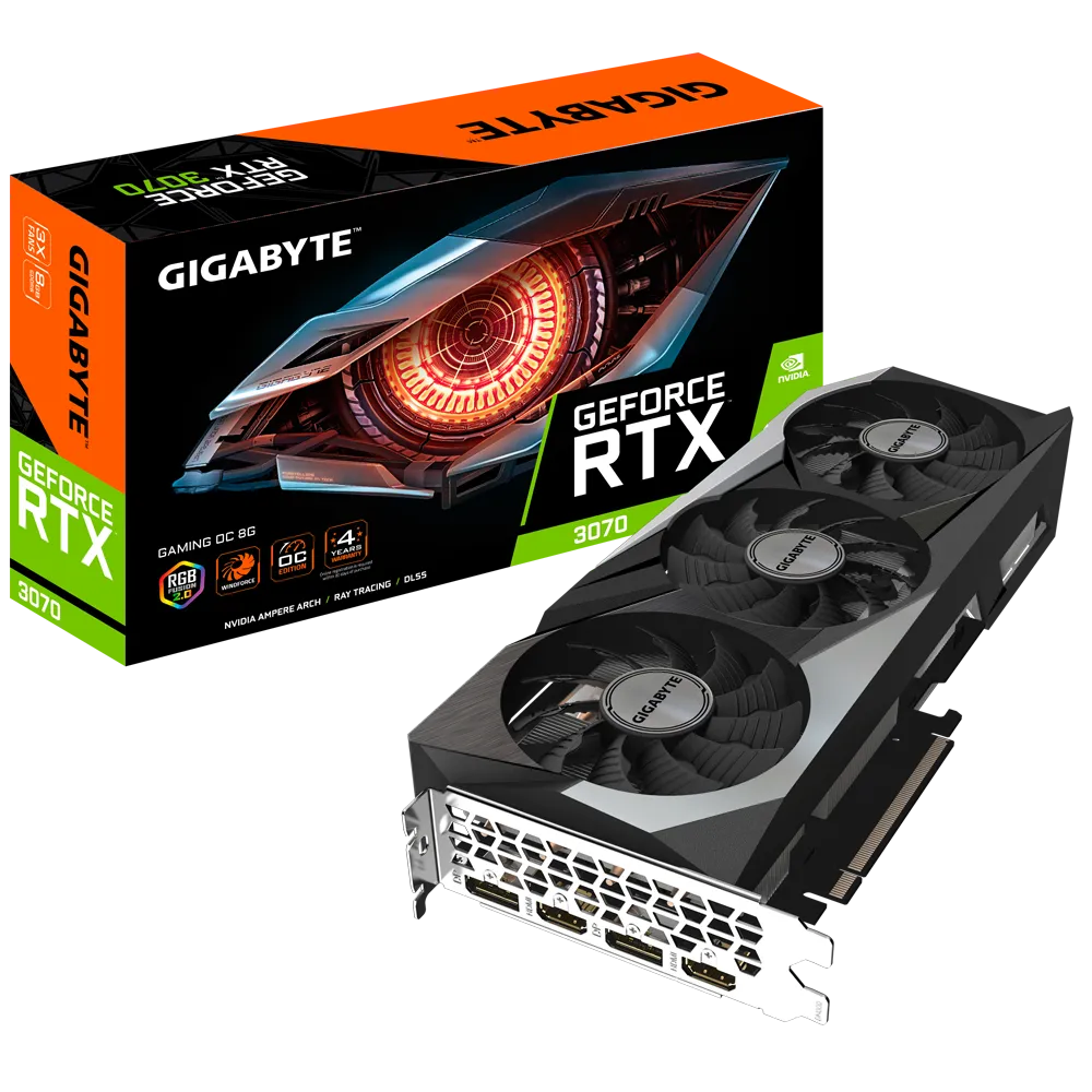 Видеокарта GIGABYTE NVIDIA GeForce RTX 3070 GAMING OC 8G, 8Gb DDR6