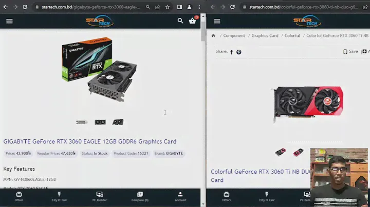 Colorful GeForce RTX 3060 Ti 8GB vs GIGABYTE GeForce RTX 3060 12GB GDDR6 Graphics Card COMPUTATION
