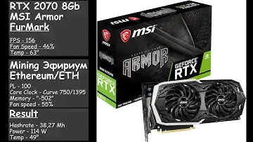 RTX 2070 (Micron) MSI Armor 8Gb (LHR) | Разгон для Эфира, курва (curve), показатели FurMark
