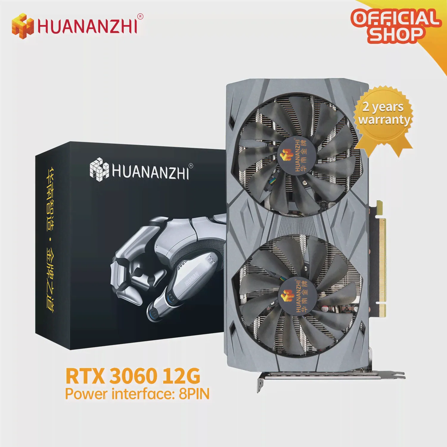 Видеокарты HUANANZHI RTX 3060 12G 192-Битная видеокарта GDDR6, Совместимая с HDMI DP GPU RTX3060