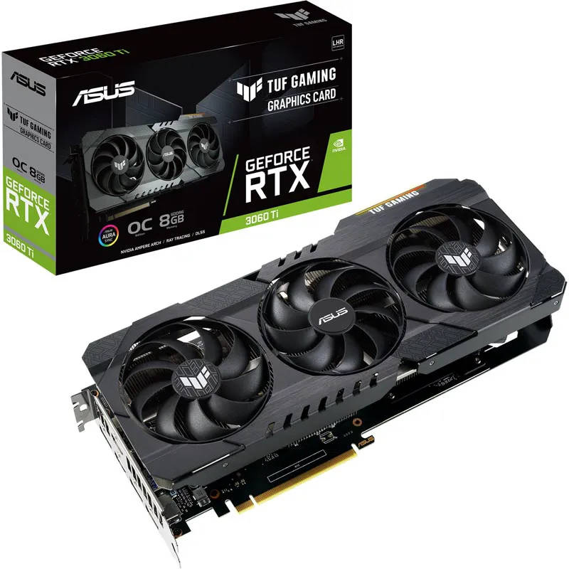 Видеокарта Asus NVIDIA GeForce RTX 3060 Ti TUF Gaming OC GDDR6 8GB LHR, TUF-RTX3060TI-O8G-V2-GAMING